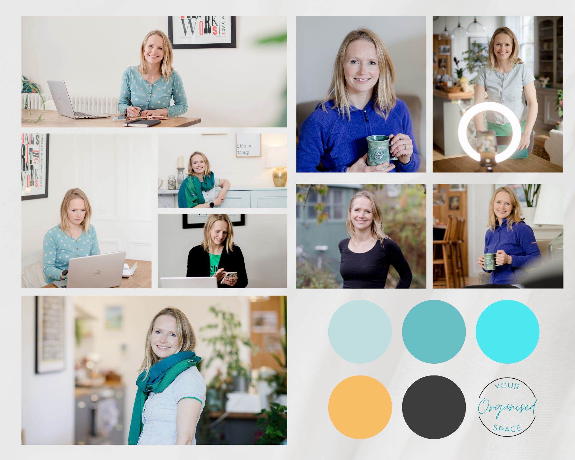 moodboard showing a selection of brand photos for the business your organise space