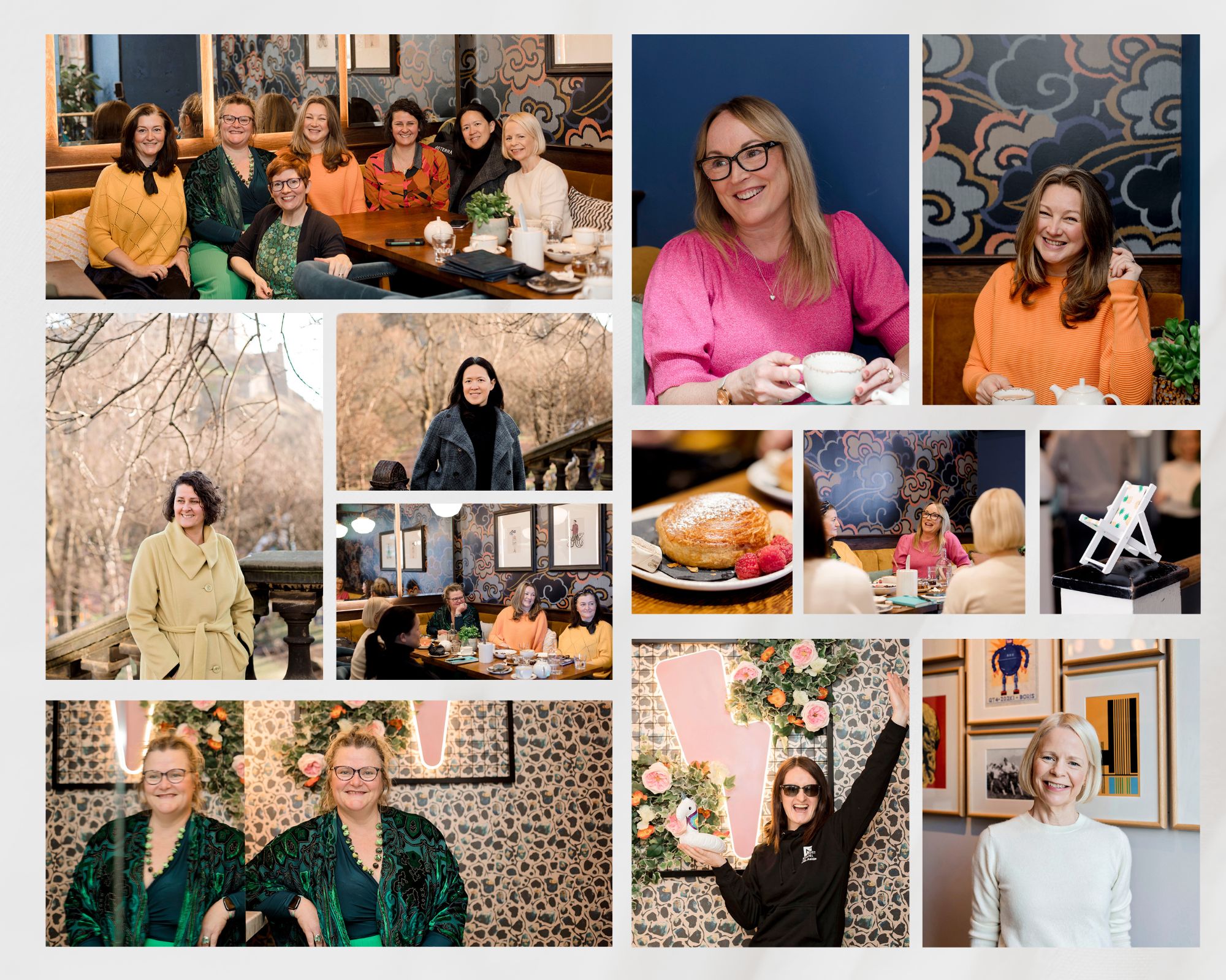 a selection of photographs showing business owners networking and having fun with some brand photos